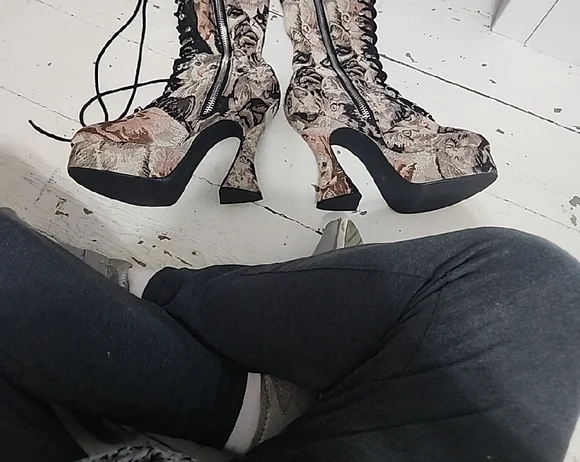 Sugar Thrillz Feline Fantasy Lace-Up Heeled Boots - Picture 2 of 4